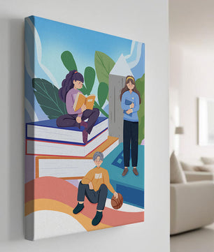 Illustration éducative d’enfants s’adonnant à la lecture de livres