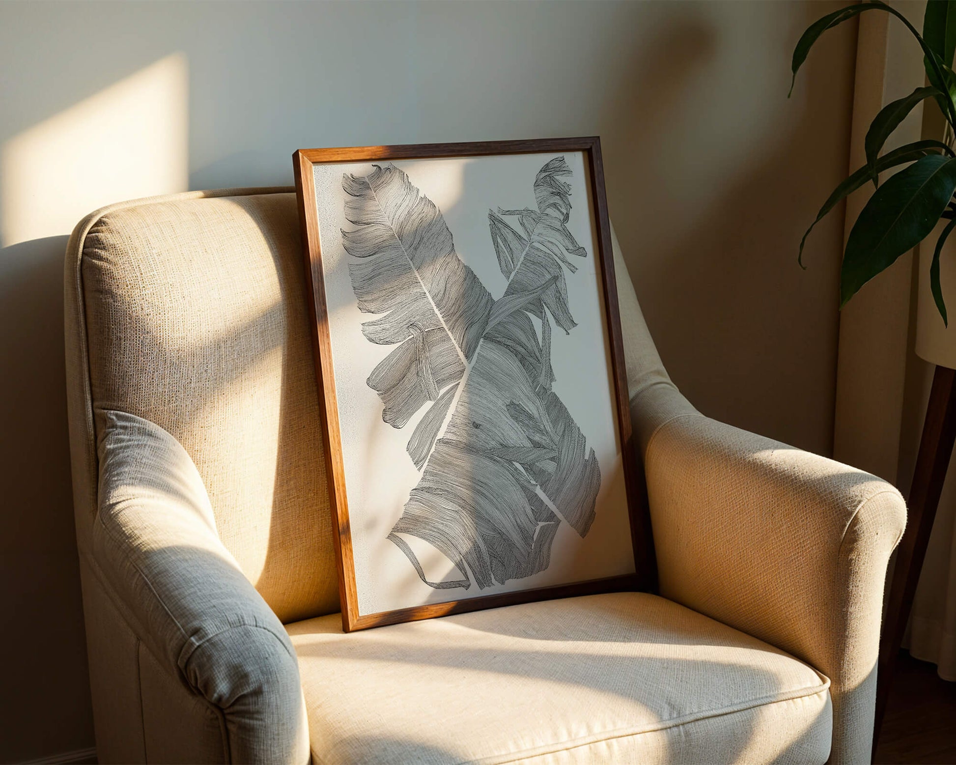 Monochrome Abstract Illustration of Overlapping Leaves