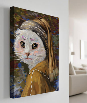 Retrato caprichoso de un gato en estilo clásico con pinceladas detalladas