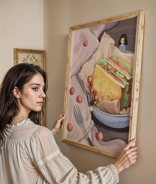 Niñas miniatura caprichosas cerca de un sándwich con tomates y tenedor