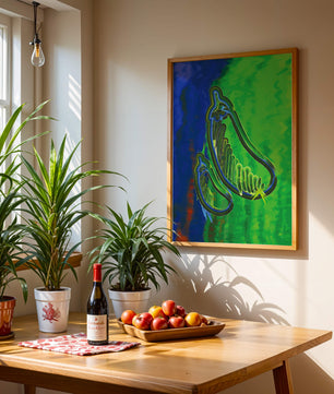 Abstract colorful artwork with vibrant shapes and lines