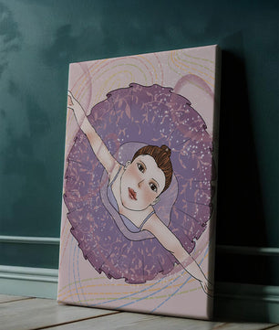 Graceful ballerina in a purple tutu with sparkling details
