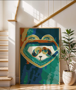 Art abstrait coloré de panda avec des motifs vibrants