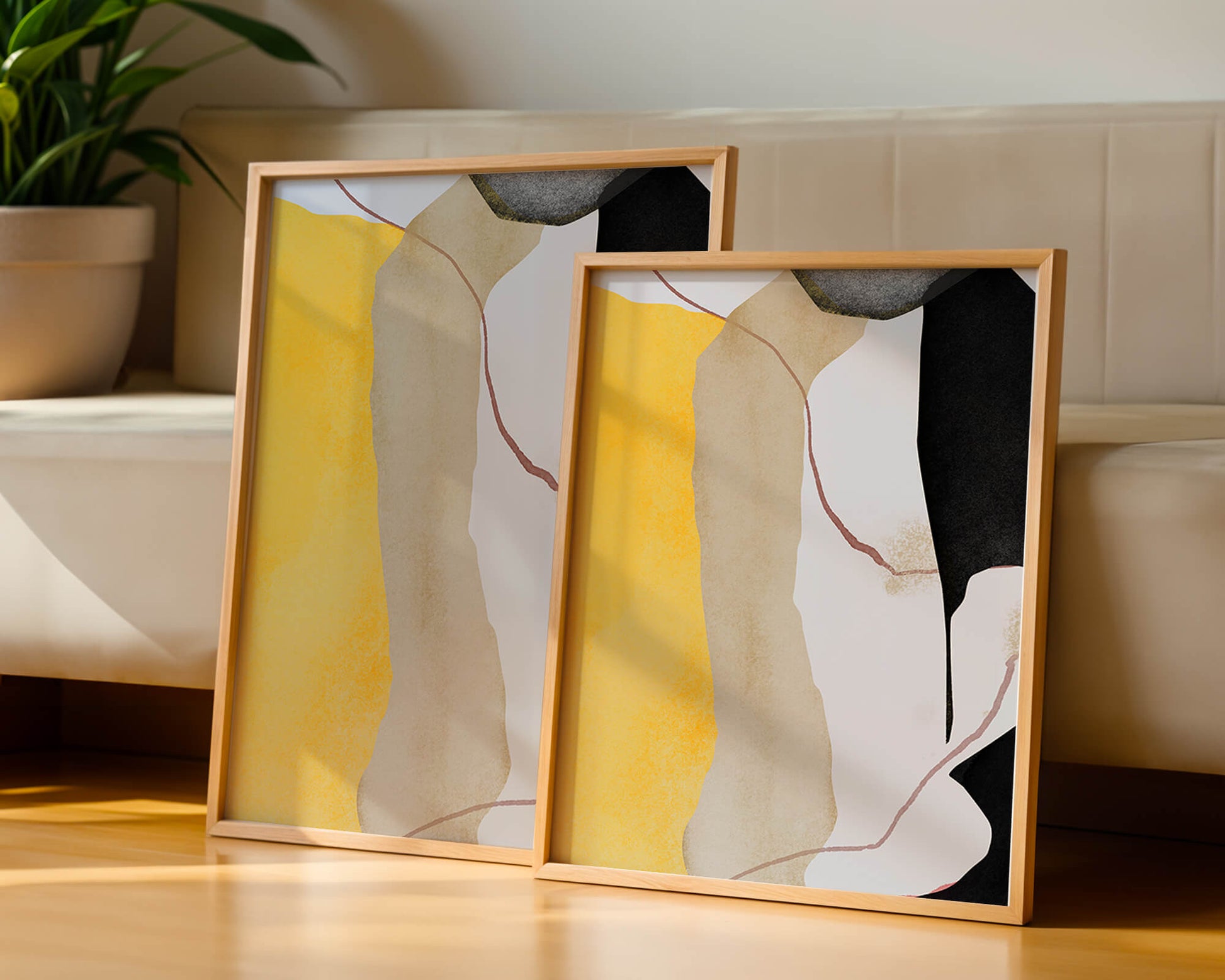 Abstract Composition with Geometric Shapes and Earth Tones