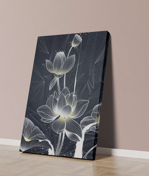 Elegant Lotus Flower Illustration with Geometric Background