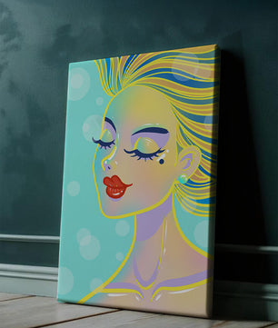 Portrait abstrait coloré d'une femme aux yeux fermés