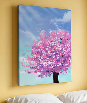 Árbol de cerezo en un entorno celestial sereno