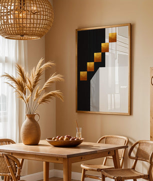 Modern abstract geometric artwork with gold accents - Mi tienda