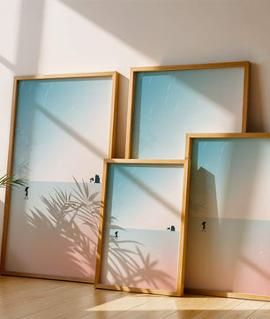 Paisaje Minimalista con Silueta en Ambiente Lluvioso