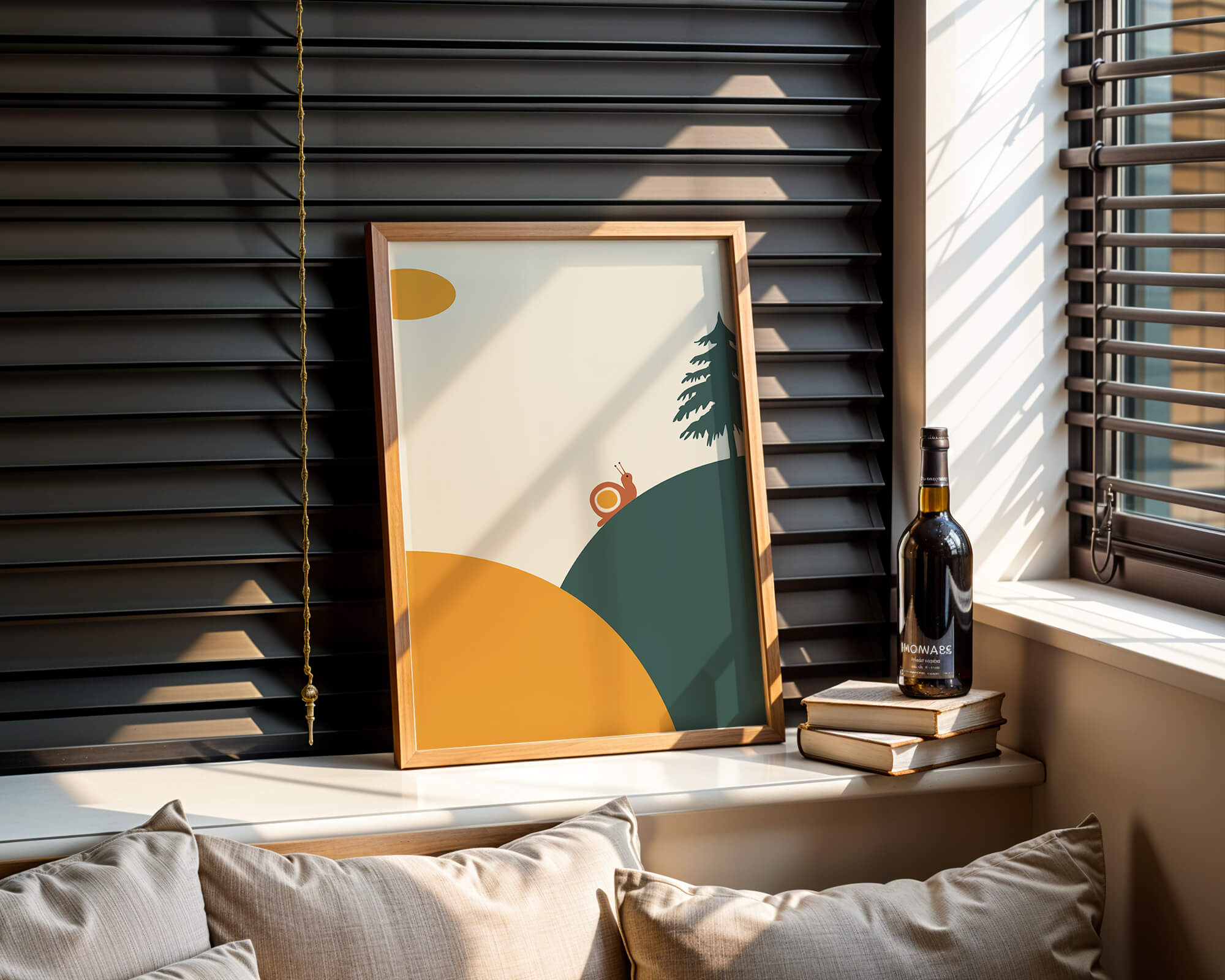 A Snail Climbing a Hill in Minimalist Nature Art - Mi tienda