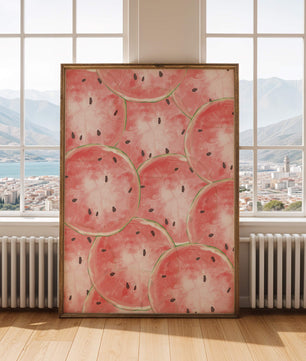 Watercolor watermelon slice pattern full of vibrant summer vibes