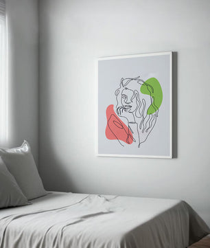 Modern Line Art Portrait With Abstract Shapes