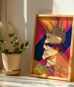Colorful Abstract Portrait with Geometric and Golden Elements - Mi tienda