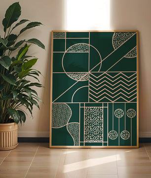 Geometric Abstract Art with Circle and Line Patterns