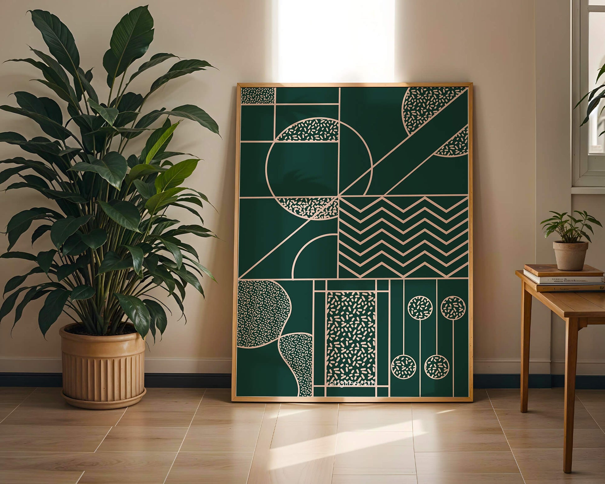 Geometric Abstract Art with Circle and Line Patterns