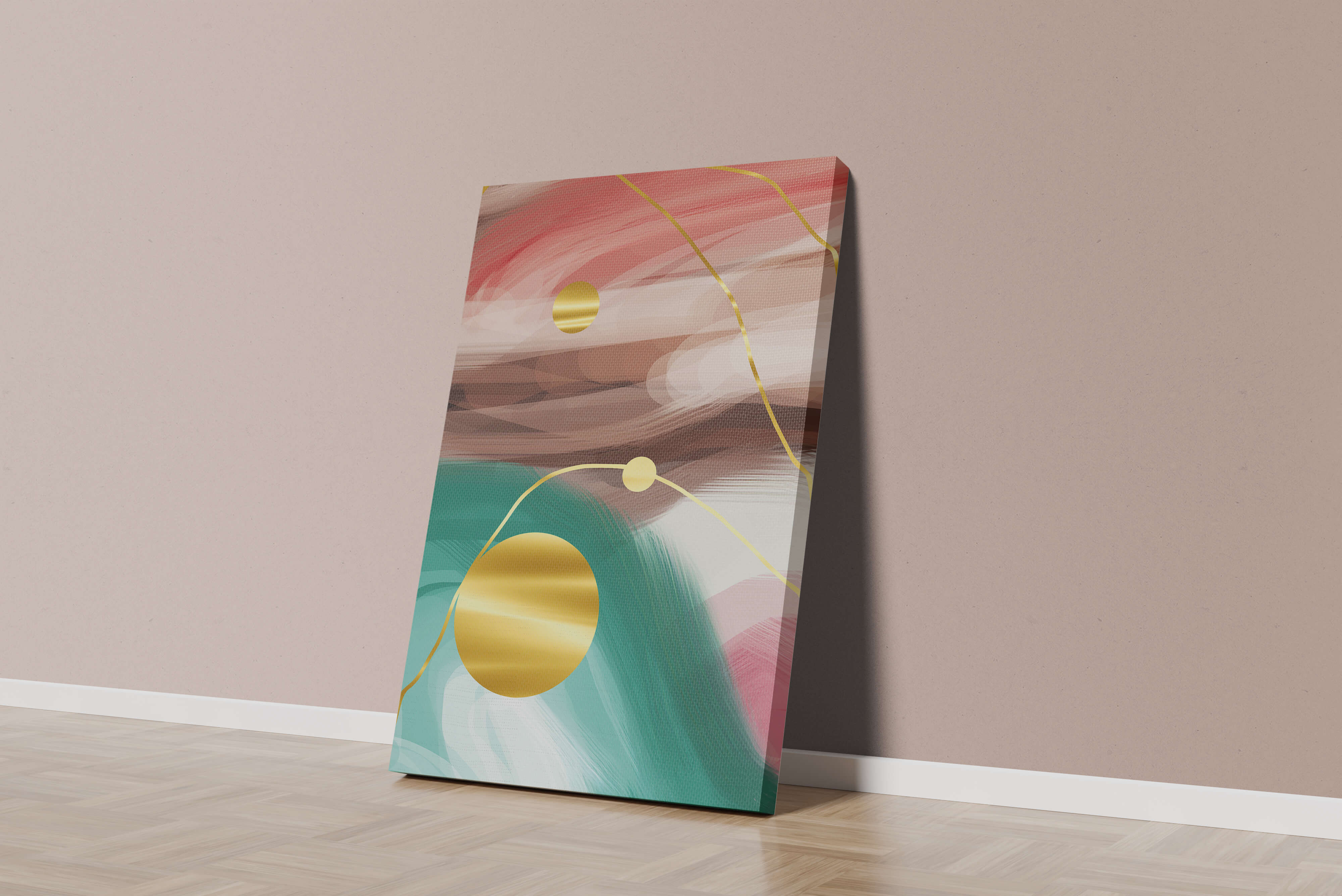 Abstract Expressionism with Gold Accents and Earthy Tones
