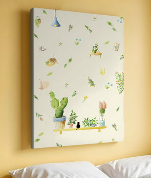 Illustration décorative avec des plantes et des éléments chaleureux