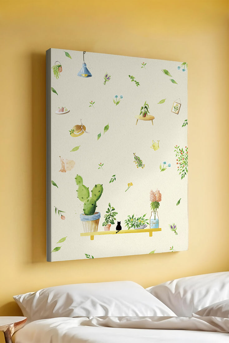 Illustration décorative avec des plantes et des éléments chaleureux