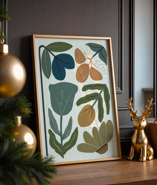 Botanical illustration with earthy and muted colors