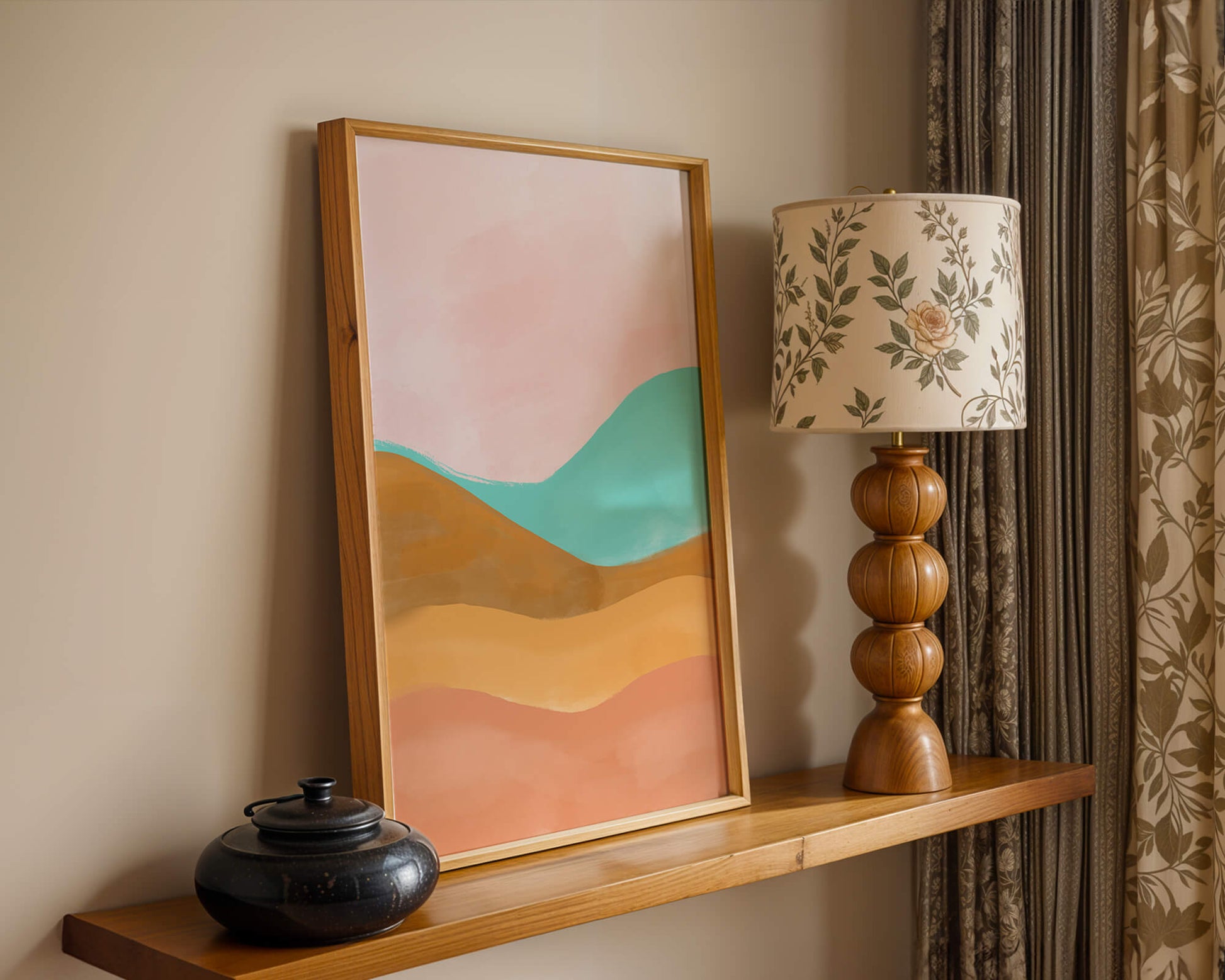 Abstract Landscape with Soft Colors and Flowing Hills