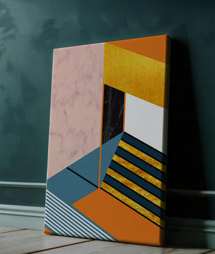 Abstraktes geometrisches Design mit Marmor- und Goldtexturen