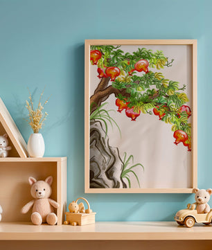 Ruhige Landschaft mit Granatapfelbaum und Felsvorsprung