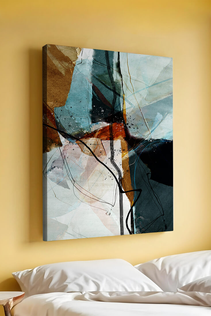 Abstract watercolor artwork with dynamic lines and colors