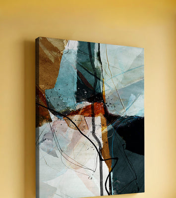 Abstract watercolor artwork with dynamic lines and colors