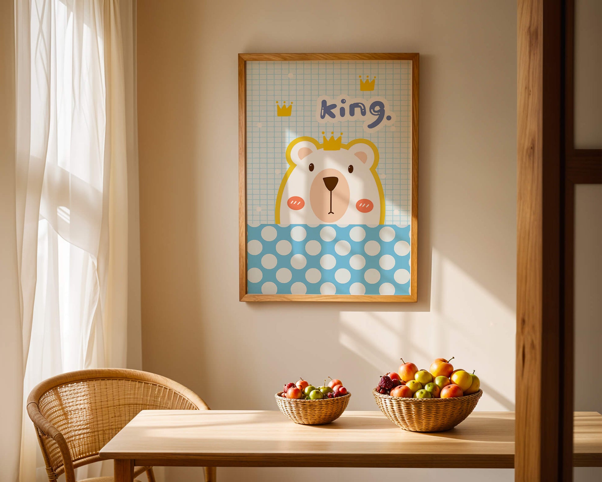 Adorable bear illustration with crown and playful text