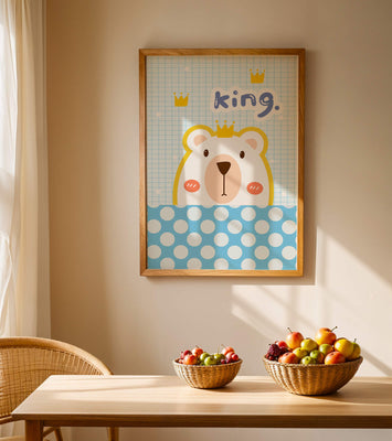 Adorable bear illustration with crown and playful text