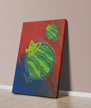 Obra de arte abstracta de sandía colorida con fondo vibrante