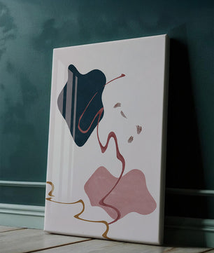 Abstract Minimalist Art with Curved Lines and Golden Accents