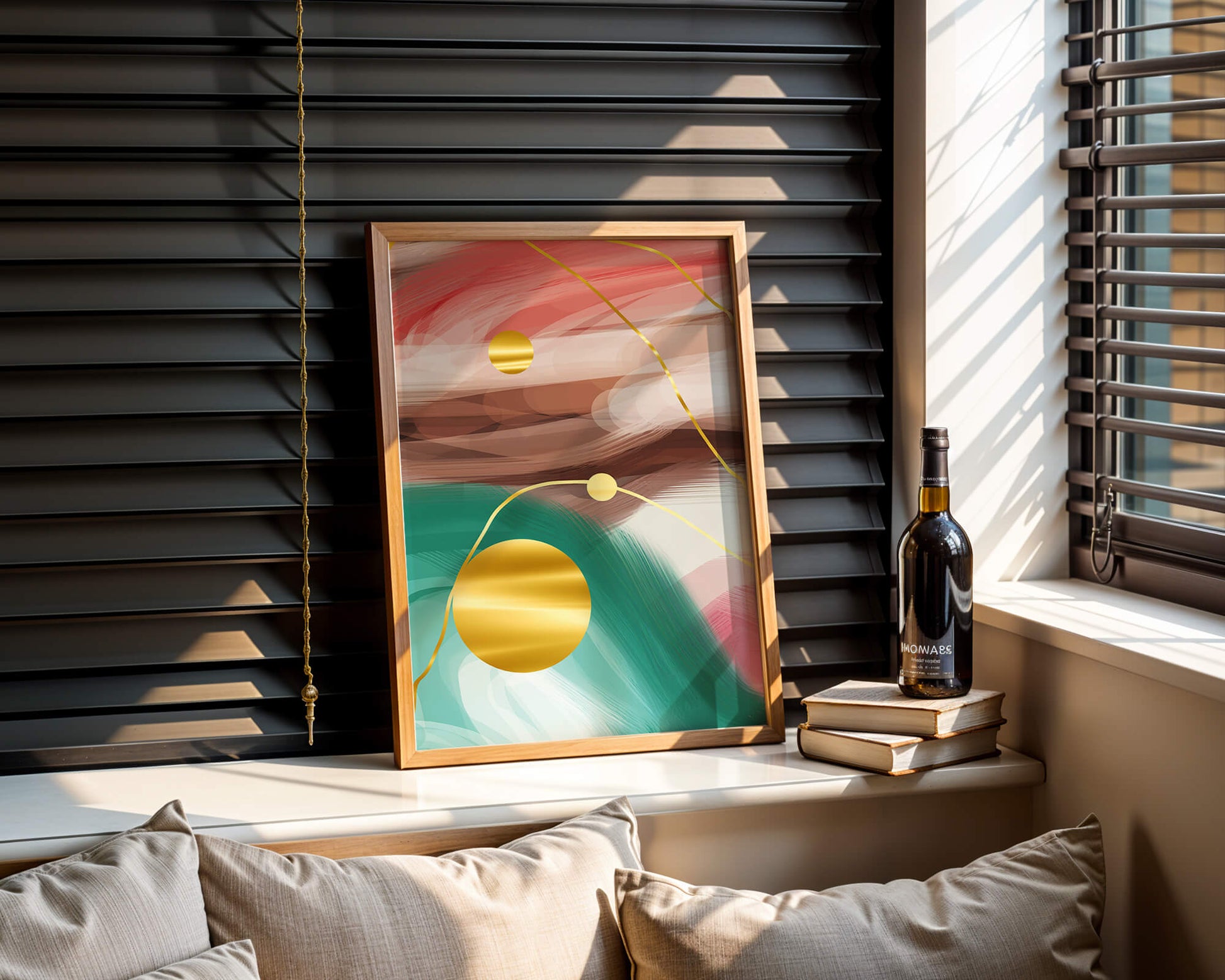 Abstract Expressionism with Gold Accents and Earthy Tones