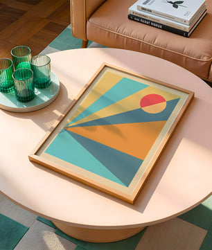 Geometric Abstract Art with Bold Colors and Circles