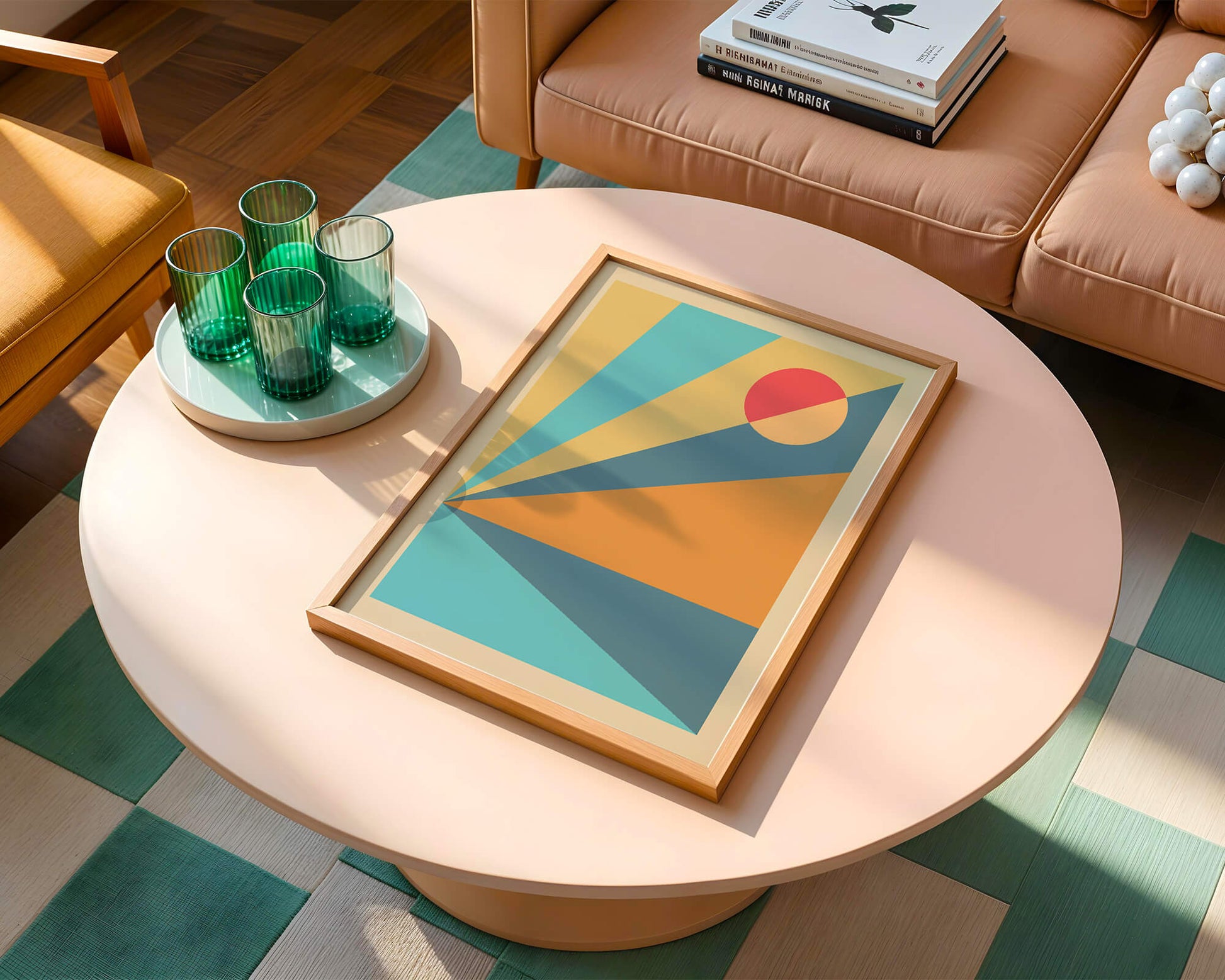 Geometric Abstract Art with Bold Colors and Circles