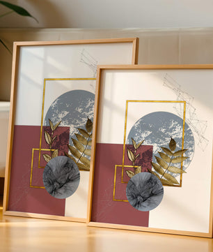 Abstract Composition with Gold Accents and Geometric Shapes - Mi tienda