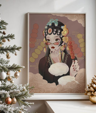 Elegant woman in traditional attire with floral hairpiece