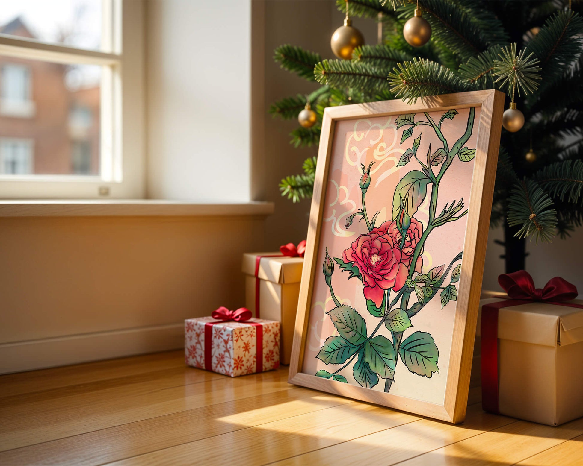 Ilustración Elegante de Rosa con Fondo Pastel Suave
