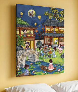 Traditional Chinese Celebration with Lanterns and River