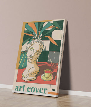 Abstract Art with Bust and Coffee Cup