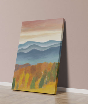 Autumn Mountain Landscape with Vibrant Trees and Colorful Sky