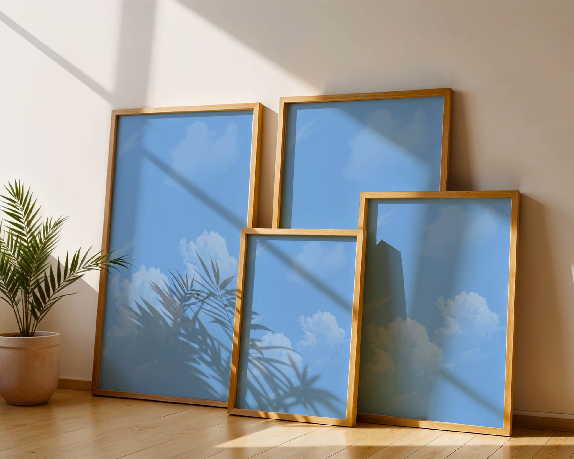 Cielo azul brillante con nubes blancas esponjosas