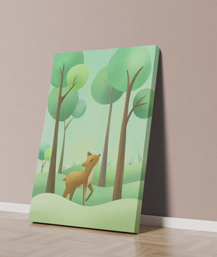 Gentle Deer and Butterfly in a Lush Forest Setting