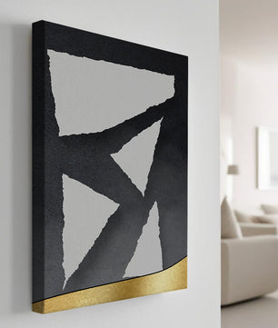 Abstract geometric design with gold and black elements