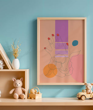 Abstract Line Art with Geometric Shapes and Hand Illustration