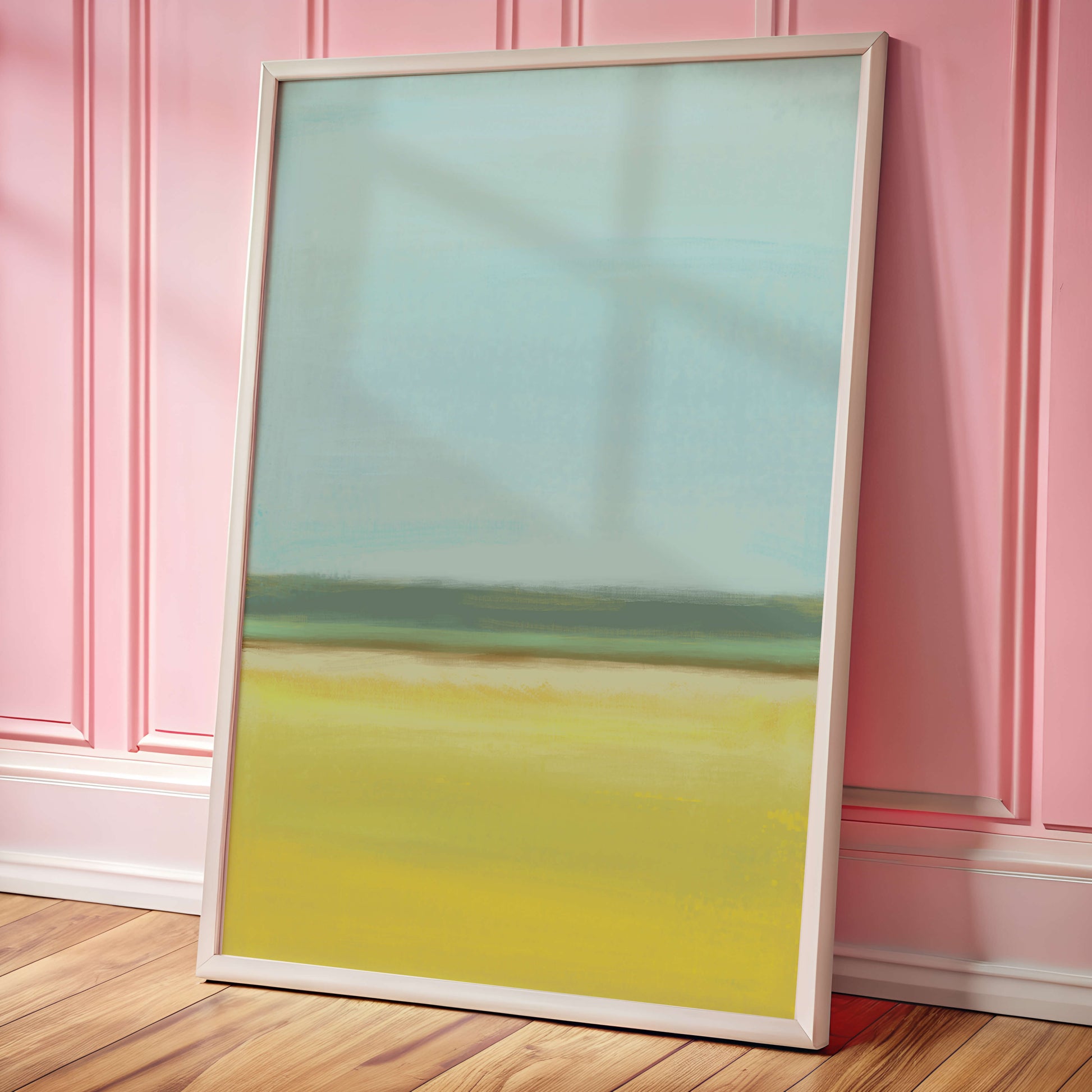 Paisaje abstracto con horizonte azul y amarillo