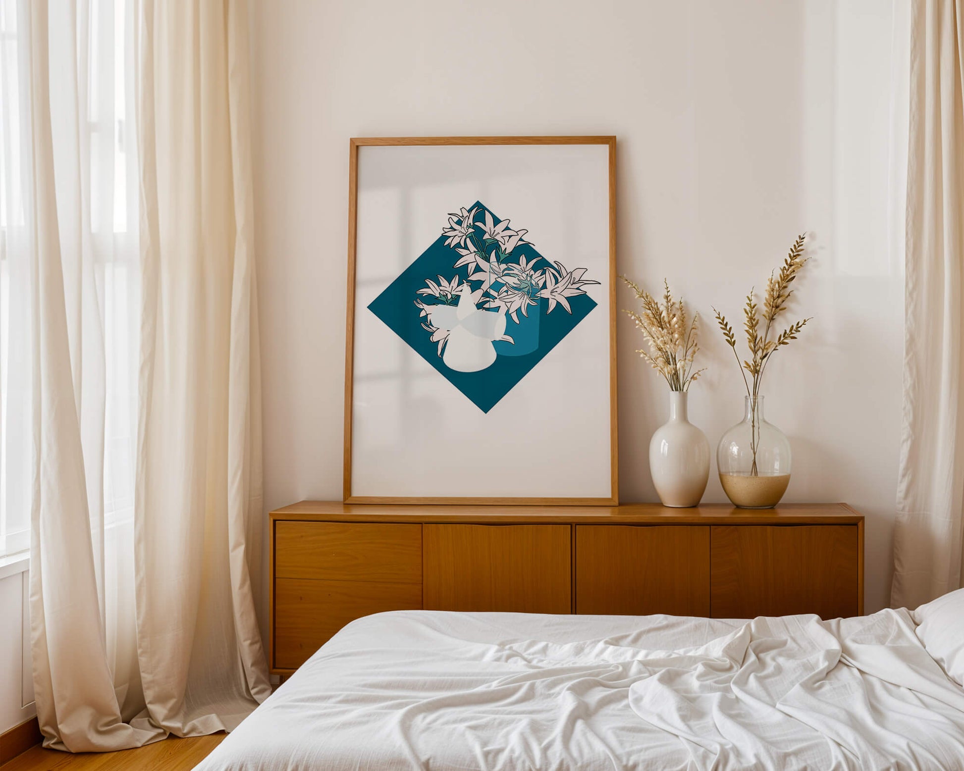 Modern Floral Design with Geometric Elements