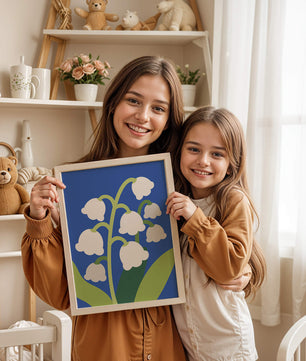 Abstract Lily of the Valley Illustration on Blue Background