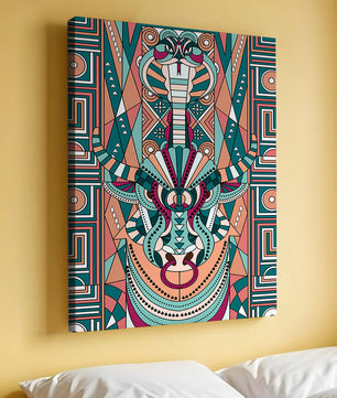 Colorful Geometric Animal and Snake Art Design with Tribal Patterns