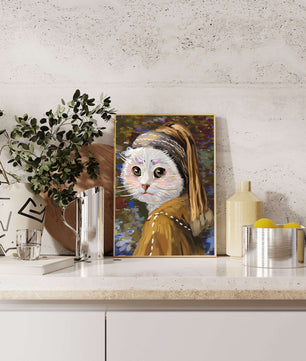 Retrato caprichoso de un gato en estilo clásico con pinceladas detalladas
